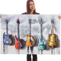 Wandbild Gitarren, 100% handgemaltes Ölgemälde 3D-Bild Gemälde XL, 120x80cm ^ MCW Outlet