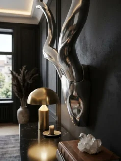 Wanddeko Hirschgeweih Aluminium silberfarben 80 cm im Landhausstil ^ KADIMA DESIGN New