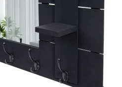 Wandgarderobe -C89 mit Spiegel, Garderobenpaneel Garderobe, Shabby-Look Vintage, 5 Haken 90x60cm ~ dunkelgrau, shabby ^ MCW New