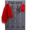 MCW Wandgarderobe -C89 Welcome, Garderobe Garderobenpaneel, Shabby-Look Vintage, 91x60cm ~ grau-blau Discount