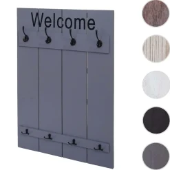 MCW Wandgarderobe -C89 Welcome, Garderobe Garderobenpaneel, Shabby-Look Vintage, 91x60cm ~ grau-blau Discount