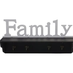 MCW Wandgarderobe -D41 Family, Garderobe Regal, 4 Haken massiv 30x60x13cm ~ schwarz/weiß Discount
