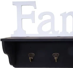 MCW Wandgarderobe -D41 Family, Garderobe Regal, 4 Haken massiv 30x60x13cm ~ schwarz/weiß Discount