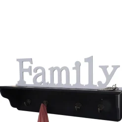 MCW Wandgarderobe -D41 Family, Garderobe Regal, 4 Haken massiv 30x60x13cm ~ schwarz/weiß Discount
