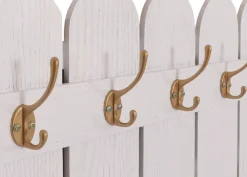 Wandgarderobe -N95, Garderobe Garderobenpaneel, Paulownia 7 Haken 86x60cm ~ weiß ^ MCW Outlet