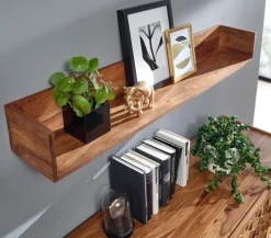 Wandregal Hängeregal Holz Massiv 120x15x20 cm Regal Groß Schwebend ^ Finebuy Sale