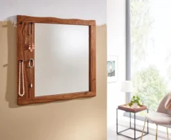 Wandspiegel Flurspiegel Holz Massiv 80x80x3 cm Spiegel Flur Diele Groß ^ Finebuy