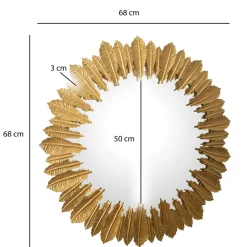 Wandspiegel Rund Metall Gold 68 cm Federn-Design ^ KADIMA DESIGN Best