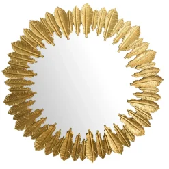 Wandspiegel Rund Metall Gold 68 cm Federn-Design ^ KADIMA DESIGN Best