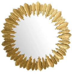 Wandspiegel Rund Metall Gold 68 cm Federn-Design ^ KADIMA DESIGN Best