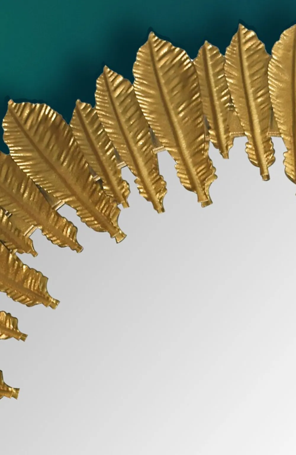 Wandspiegel Rund Metall Gold 68 cm Federn-Design ^ KADIMA DESIGN Best