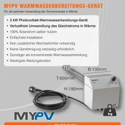 Warmwasserbereitung mit Photovoltaik – MyPV ELWA, 2600W+ Solarmodule ^ Diverse Sale