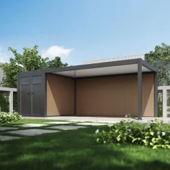 Weide WPC Wand für Carport | 5,3 Meter | 28 mm dick mit Verstärkungsstange New