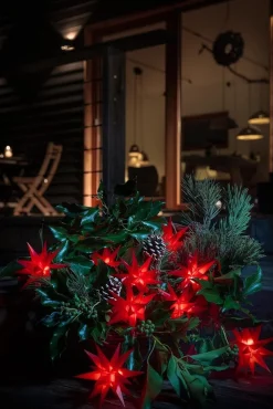 Novaliv Weihnachtsstern LED Dekostern Klein 12cm ROT mit FERNBEDIENUNG und Batteriefach für 3 AA Batterien 6h Timer INNENRAUM DEKO 3D Stern 18 Zackig Leuchtstern LED Weihnachtsstern beleuchtet New