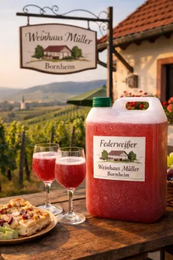 Pfalz roter Federweiser 7 % vol. 5 Liter Bag in Box ^ Weinhaus Müller Bornheim Best
