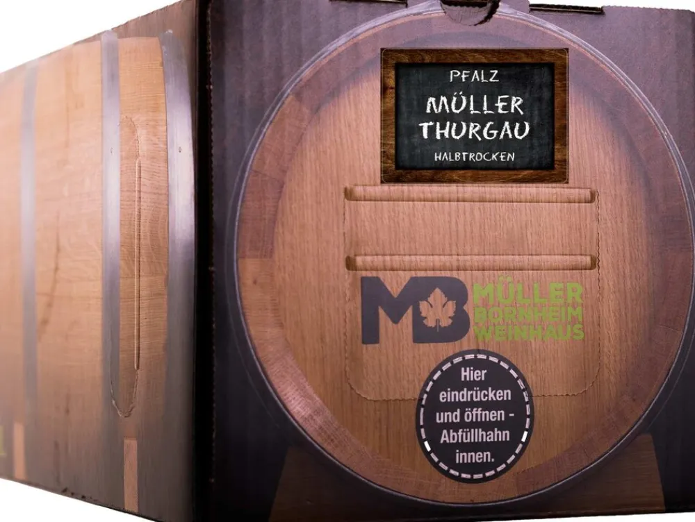Weinhaus Müller Bornheim Pfalz Rivaner Weißwein trocken 12,5 % vol. 5 Liter Bag in Box Hot