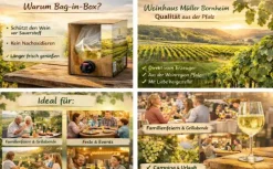 Weinhaus Müller Bornheim Pfalz Rivaner Weißwein trocken 12,5 % vol. 5 Liter Bag in Box Hot