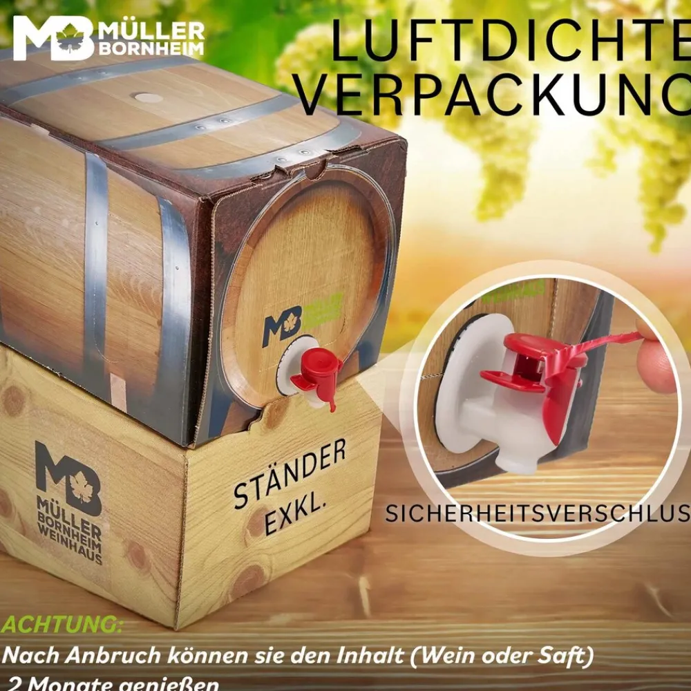 Weinhaus Müller Bornheim Pfalz Rivaner Weißwein trocken 12,5 % vol. 5 Liter Bag in Box Hot