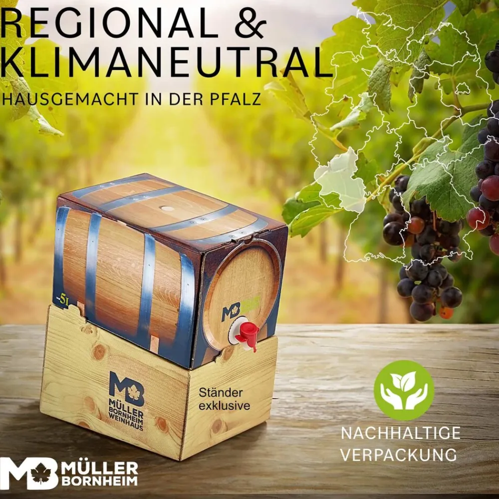 Weinhaus Müller Bornheim Pfalz Weißer Burgunder Weißwein trocken 12 % vol. 5 Liter Bag in Box Clearance