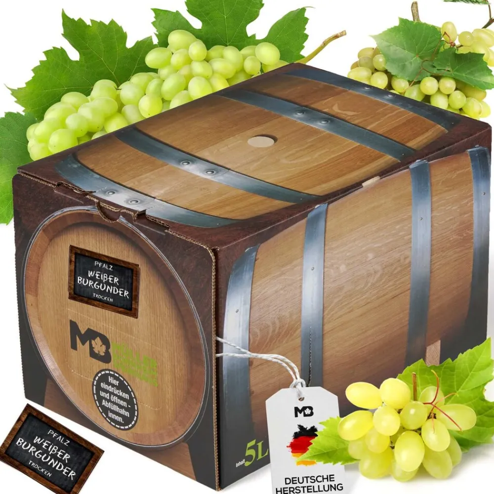 Weinhaus Müller Bornheim Pfalz Weißer Burgunder Weißwein trocken 12 % vol. 5 Liter Bag in Box Clearance