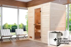 Weka Massivholz-Sauna VALIDA Gr. 3 Sparset 9,0 kW K inkl. integrierter Steuerung, Glastür Best