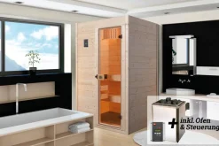 Weka Massivholz-Sauna VALIDA Gr. 1 Sparset 4,5 kW OS inkl. digitaler Steuerung, Glastür Outlet