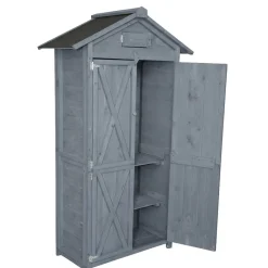 Prestige Home Living Outdoor Werkzeugschrank aus Holz, ca. 88 x 45,5 x 168 cm - - Fenster Grau Best