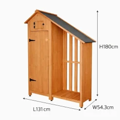 Prestige Home Living Outdoor Werkzeugschrank aus Holz mit Anbau, ca. 131 x 54 x 180 cm - Braun
