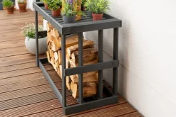Holz Kaminholzregal Stephan | Anthrazit | 52x108x74 cm ^ Westmann