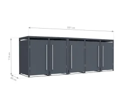 Westmann Mülltonnenbox Pedura 5 | 5x 240L | mit Fußpedal Anthrazit | 80x331x116cm Discount
