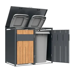 Mülltonnenbox Varius 2 |  2 x 240L Anthrazit & Holzoptik | 80x132x116cm ^ Westmann Hot