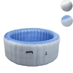 Whirlpool -N97, Ersatz-Pool 4 Personen, In-/Outdoor aufblasbar PVC laminiert, rund Ø180cm ~ grau-blau ^ MCW Online