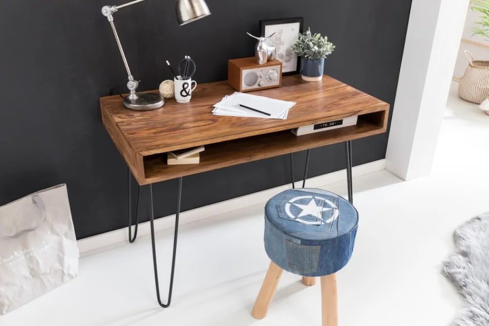 Wohnling Schreibtisch BAGLI Massivholz Braun 110 x 60 x 76 cm Hot