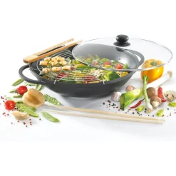 Wok mit Zubehör und Glasdeckel ^ sonstige Sale