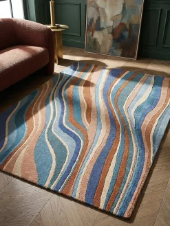 Wollteppich abstrakt Blau-Bunt 120 x 170 cm - DERWENT | ^ KADIMA DESIGN Clearance