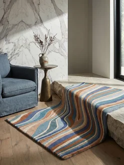 Wollteppich abstrakt Blau-Bunt 120 x 170 cm - DERWENT | ^ KADIMA DESIGN Clearance