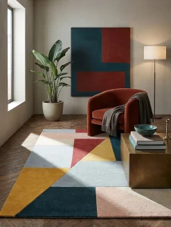 Wollteppich geometrisch Bunt 120 x 170 cm - DEBEN | ^ KADIMA DESIGN Outlet