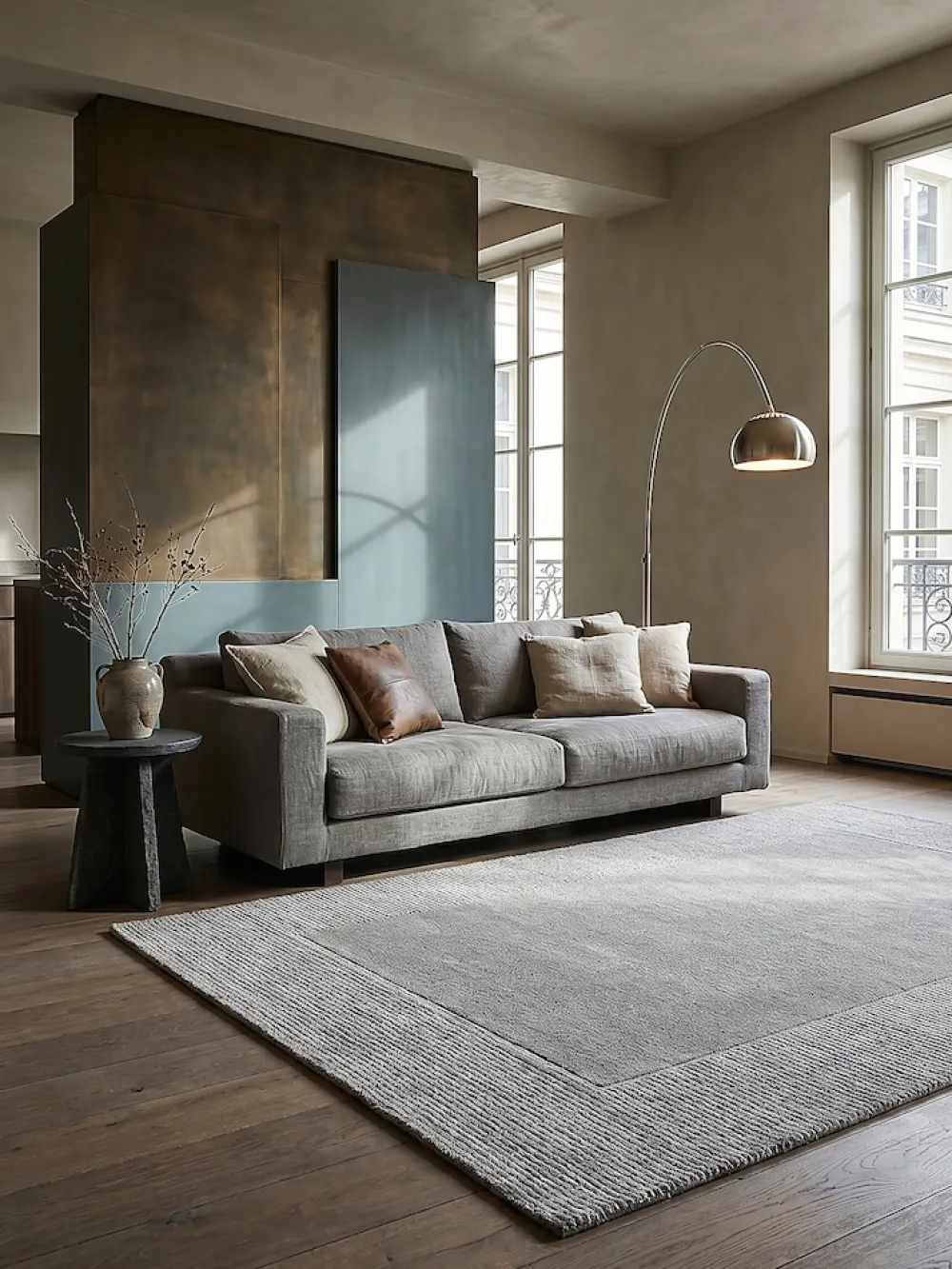 Wollteppich uni Grau meliert 120 x 170 cm - MOLE | ^ KADIMA DESIGN