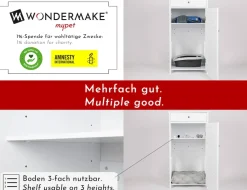 WONDERMAKE® Katzenschrank für Katzentoilette groß hoch aus Holz, Katzenklo-Schrank Kommode mit Schublade und Tür geschlossen, Design Katzen-Haus Toilette Klo XL, 51 x 46 x 96 cm, weiß New
