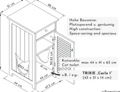 WONDERMAKE® Katzenschrank für Katzentoilette groß hoch aus Holz, Katzenklo-Schrank Kommode mit Schublade und Tür geschlossen, Design Katzen-Haus Toilette Klo XL, 51 x 46 x 96 cm, weiß New