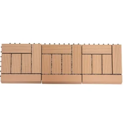 MCW WPC Bodenfliese Sarthe + Abschluss, Holzoptik Balkon/Terrasse, 11x je 30x30cm = 1qm Premium ~ teak versetzt Online