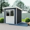 WPC-Gartenhaus S mit Flachdach anthrazit/weiß FSC100% ^ Elephant New