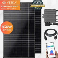 Veska 820 W / 600 W Balkonkraftwerk Photovoltaik Solaranlage Steckerfertig WIFI Smart Online