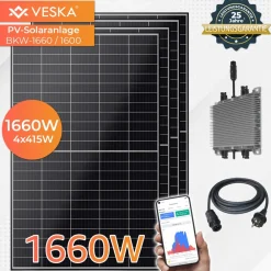 1660W / 1600 W Balkonkraftwerk Photovoltaik Solaranlage WIFI Smart ^ Veska Discount