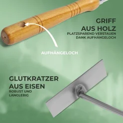 2x Aschekratzer mit Holzgriff Schürhaken Kohleschieber Feuerkratzer Glutschieber Kaminzubehör Kaminbesteck Stocheisen (2, Aschenkratzer) ^ Novatool Hot