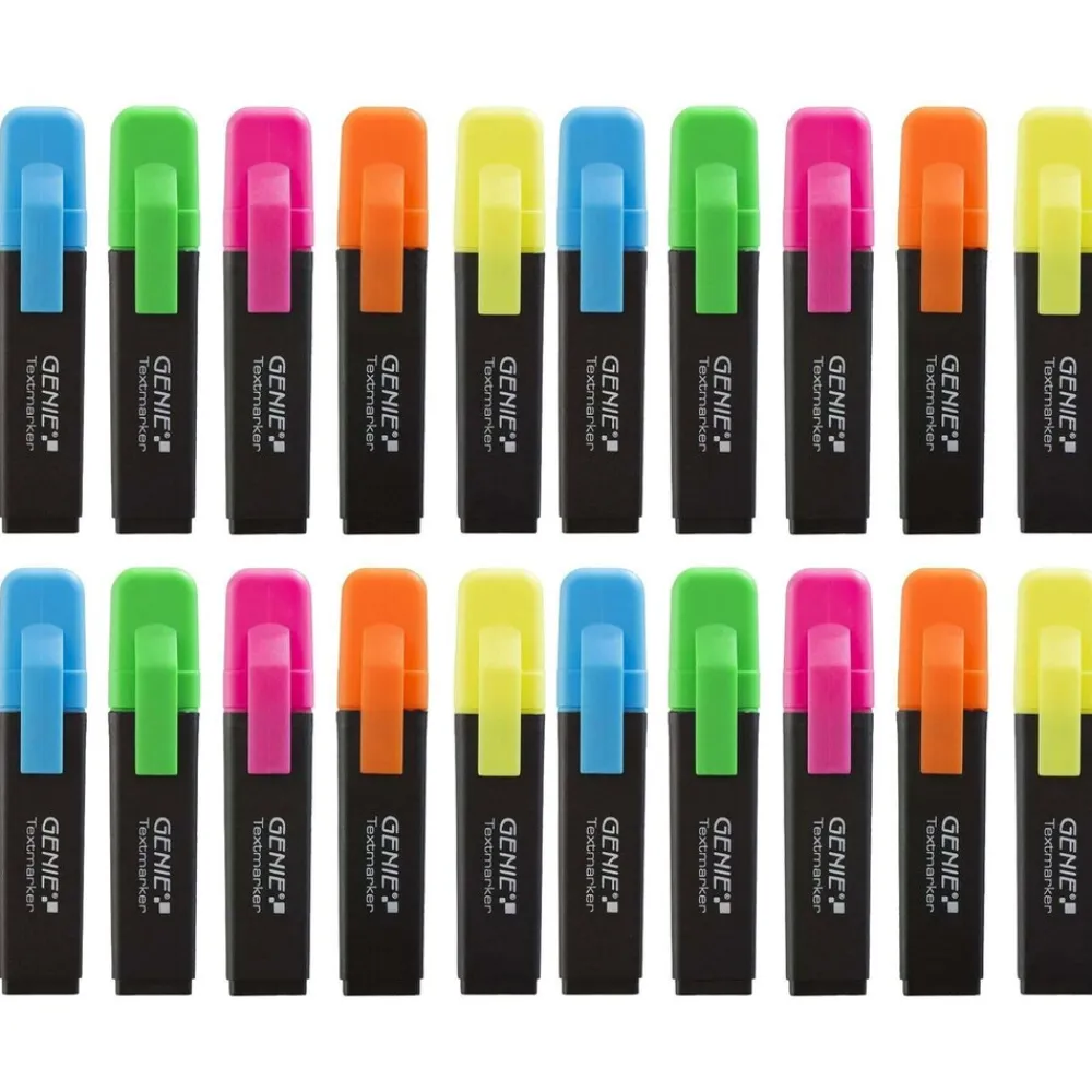 20x Textmarker 5 Farben Neon Marker Set Highlighter Stifte Leuchtmarker ^ Genie New