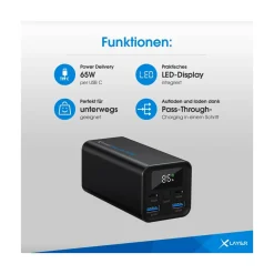 Power Bar 20.000-mAh 65 Watt PD Black Powerbank ^ XLAYER Sale