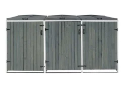 MCW XL 3er-/6er-Mülltonnenverkleidung -H74, Mülltonnenbox, erweiterbar 126x238x98cm Holz MVG ~ grau-weiß Discount