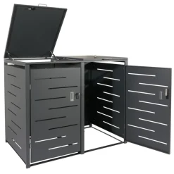 XL 2er-/4er-Mülltonnenverkleidung -E83, Mülltonnenbox, erweiterbar 116x141x98cm ~ anthrazit, Stahl 62kg ^ MCW Online