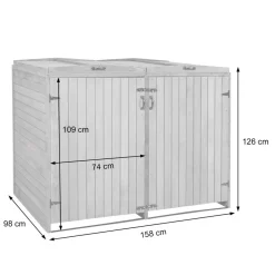 XL 2er-/4er-Mülltonnenverkleidung -H74, Mülltonnenbox, erweiterbar 126x158x98cm Holz MVG ~ grau-weiß ^ MCW